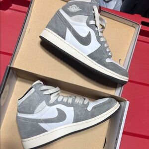 Gray and White High-Top Sneakers